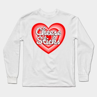 I Love Cheese Sticks Heart Funny Mozzarella Cheese Lover Meme Long Sleeve T-Shirt